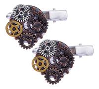 YARNOW Steampunk Gear Hair Barrettes Not Easy to Break 2pcs for Women, Alloy Material Costume Accessory for Halloween and Cosplay Party