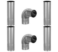 YARNOW Stove Pipe and Tight Joint Technology 2.36 Inch 6pcs Stainless Steel Straight and 90 Degree Elbow with High Temperature Resistance for Outdoor Camping Wood Stove and Sauna Tent