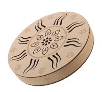 YARNOW Stream Drum Rain Sound Instrument 8" Wood Disk with Artistic Ethnic Design and Beautiful Carvings Handheld Soothing Atmosphere for Garden Relaxation
