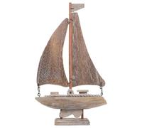 YARNOW Tabletop Sailboat Figure Boat Figurine Ship Ornament Handcrafted Wooden and Canvas Rustic Vintage-inspired Classic Mediterranean Nautical Decor for Coastal Tabletop Decor