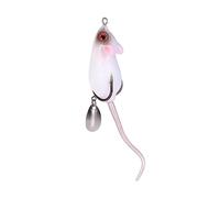YARNOW Topwater Rat Fishing Lure 10.5g White Mouse-shaped Artificial Bait with Barbed Hooks and 3d Eyes, Plastic Material Featuring Wobbling and Rolling Action for Freshwater Fishing