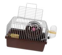 YARNOW Travel Hamster Cage with Handle Spacious Portable Abs Small Pets Carrier Cage Brown Beautifully Crafted Elegant Design with Water Bottle Holder and Accessories for Small Animals
