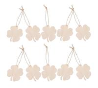 YARNOW Unfinished and St Patrick's Day Holiday Souvenirs Four Leaf Cutouts Wooden 10pcs with Jute Rope, Natural Beige Wood Craft Decorations for Projects