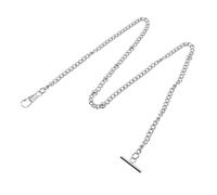 YARNOW Vintage Pocket Watch Chain Accessory with T-Bar Buckle, Silver Metal Waist Coat Chains Men Inspired by Classic 1920s Style Costume, for Casual Use and Practical Wear