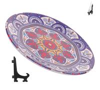 YARNOW Wall Art Plate with Smooth and Safe Decorative Ceramic Mandala Bohemian Small Easy to Clean Kitchen Plate for Family Daily Life and Food Serving for Family Daily Life Food Serving