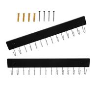 YARNOW Wall Mounted Wood Coat Rack with 14 Hooks for Decluttering and Organising Clothes and Accessories, Black Multi Hook Design for Home Storage and Entryway Organisation