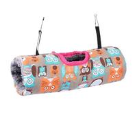 YARNOW Warm Plush and Linen Hamster House Bed with Tunnel Shape and 2 Metal Hooks, Cozy Hanging Nest for Small Animals like Birds and Chinchillas, Comfortable Resting Spot and Hideout