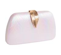 YARNOW White Gradient Colour Evening Bag for Women with Detachable Shoulder Chain and Proper Storage Capacity, Stylish Polyester Handbag for Weddings and Parties