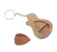 YARNOW Wood Guitar Pick Keychain with Storage Box 2pcs Set, Creative Plectrum Holder for Guitar Players, Music Gift for Travel and Everyday Use