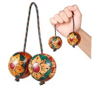 YARNOW Wooden Asalato Ball Shaker Percussion Instrument Hand-painted with Patterns, Easy to Play and Produce Rhythmic Sound, for Party Entertainment and Home Playing Style