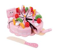 YARNOW Wooden Cutting Cake Set for Pretend Play Birthday Party Role Play Kitchen Plaything for Boys