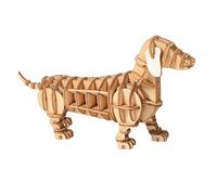 YARNOW Wooden Dog Puzzle Handmade Assembly Educational Model for Creative Manual Dachsund Design Enhances Practical Logic Skills Safe Material for Learning and Home Decor