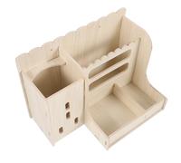 YARNOW Wooden Feeding Bowl Wooden Holder Multi-functional Design Easy to Store Unique Design Beige Floor Rabbit Feeder for Daily Use Guinea Pigs and Hamsters Pet Supplies