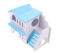 YARNOW Wooden Hamster Hideout House with Double Layer Design Easy Clean Small Pet Villa Featuring Observation Balcony Space Saving Compact Habitat for Hamsters and Guinea Pigs