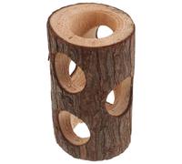 YARNOW Wooden Hamster Tunnel and Tree Hollow Hideout for Gerbils and Hamsters, Natural Brown Wood Material Providing Secure Private Space and Reducing Boredom in Small Animal Habitats