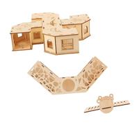 YARNOW Wooden Hamster Tunnel Maze with Seesaw Creative Small Pet Labyrinth House for Hamsters Mice and Small Animals Detachable Design for Active Play and Cage Chewing Prevention