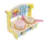 YARNOW Wooden Kitchen Set Play Kitchen with Realistic Utensils Giraffe Shaped Design for Preschool Learning Compact Versatile Cooking Experience for Imaginative Roleplay