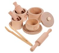 YARNOW Wooden Miniature Play Tea Set for Pretend Kitchen for Boys and Educational Simulation Tool to Develop Social Cognitive and Hands Skills Birthday
