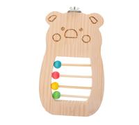 YARNOW Wooden Parrot Stand Platform Interactive Bear Shape Perch for Parakeets Cockatiels Small Parrots Promotes Climbing Exploration Versatile Bird Cage Accessory with Beads