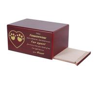 YARNOW Wooden Pet Ashes Urn Red Brown Pet Cremation Memorial Box for Dogs and Cats Cinerary Casket Keepsake
