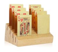 YARNOW Wooden Playing Card Holder Stand Slotted Display for Game Night Rustic Finish Nonslip Base for Card Games and Attractive Card Racks