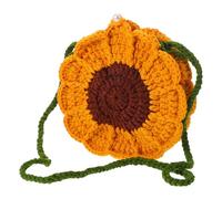YARNOW Yellow Sunflower Knitted Crossbody Bag with Handmade Crochet Detailing and Practical Compartments, Suitable for Women Weekend Outings and Beach Days