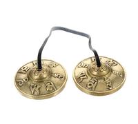YARNOW Yoga Cymbals 1 Pair Mini Copper Meditation Bells with Six-syllable Chant Engraving Tibetan Hand Percussion Instrument for Yoga and Religious Ceremonies