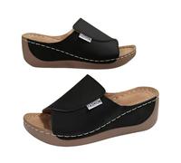 Yaroja Vivastep Sandals - Ergonomic & Non-slip Sandals for Pain Relief, Viva Step Orthopedic Sandals for Women with Arch Support (Black, Adult, Women, 6.5, Numeric, UK Footwear Size System, Medium)