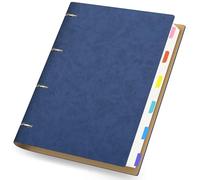 Yarorm Refill Notebook A4 - Ring Binder Lined Notepad A4 - Dark Blue PU Leather Notebook - 100GSM Refillable Lined Notebook A4-21.5x28cm 300 Pages Journal Wirebound Notepad Organiser