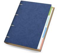 Yarotm A4 4 Ring Binder - A4 PU Leather Refill Notebook Squared 5mm on 100GSM Creamy Loose Leaf Paper 150 Sheets - 21x28.5cm Refillable Notepad Hardback with Dividers for Journal, Dark Blue
