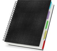 Yarotm A4 Notebook Hardback - 120 Sheets Spiral Bound Journal A4 with Dividers and 100GSM Cream Ruled Paper - Spiralbound Hardcover Notepad Lined 7mm for Gift, Black