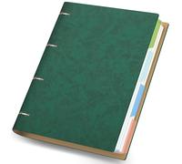 Yarotm A4 Refillable Notebook - 1PC 8.3x11.7 inch A4 Ring Binder Refill - 150 Sheets 100GSM Squared 5mm Paper PU Leather Hardback Binder Notepad with Dividers for Men Women, Dark Green