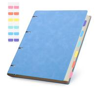 Yarotm A4 Ringbinder Notebook - 150 Sheets A4 4 Ring Bound Notepad with 100gsm Lined Paper - 28x21.5cm PU Leather Journal Pad Light Blue Hardback - Refillable Note Book for Note Taking