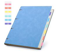 Yarotm A4 Ringbinder Notebook - 150 Sheets A4 Refillable Note Book with 100gsm Squared 5mm Paper - 28x21.5cm PU Leather Journal Pad Light Blue Hardcover - Grid Maths 4 Ring Bound Notepad