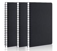 Yarotm A5 Blank Notebook - 3PCS 100GSM Paper Spiral Note Book A5-120 Pages Cardboard Black Cover Notepads for Writing - Plain Notebooks Wirebound
