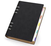 Yarotm A5 Ring Binder Notebook - Refillable Squared 5mm Notebook 14x21cm - 100GSM Grid Paper 300 Pages Notepad A5 - PU Leather Spiral Binder - Travel Journal Planner Organiser, Black