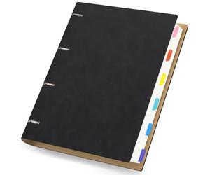 Yarotm Notebook Ring Binder A4 Lined - A4 Refill Notepad Leather PU 21.5x28cm - 4 Ring Notebook Refillable 100GSM A4 Ruled Paper - 300 Pages Spiral Notebook Loose Leaf - Journal Note Book, Black