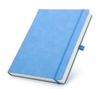 Yarotm Plain Paper Notebook A4-180 Sheets 100gsm Blank Paper A4 Note Book Pad with PU Leather Hardback - 21.6x28.5cm Light Blue Hardcover Notepad for Office Women Man, Gift