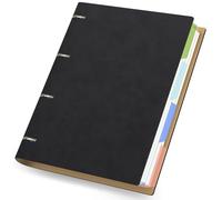 Yarotm Ring Binder A4-1PC 8.3 x 11.7 inch Refillable Notebook lined 7mm with 100GSM Loose Leaf Paper in PU Leather Hardback - 150 Sheets A4 Lined Paper Refill Pad with Dividers, Black
