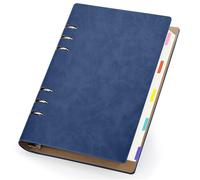 Yarotm Ring Binder Notebook A5 - Lined Paper Notepad - 100g/m² Ruled Note Book A5 14x21cm - 150 Sheets Refillable PU Leather Notebook - Dark Blue Spiral Notepad A5 Diaries Organiser