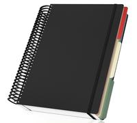 Yarotm Spiral Notebook A4-90g/m² Squared 5mm Grid Notebook - Black Wirebound A4 Notepad 23.5x29.8cm - Squared Paper Notebook A4-120 Sheets/240 Pages Journal Notebook with Dividers