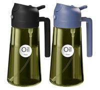 YARRAMATE 16oz/470ml 2 in 1 Light-Blocking Dark Oil Sprayer for Kitchen Cooking, Premium Amber Glass Oil Bottle for Air Fryer, BBQ (Black&Navy)