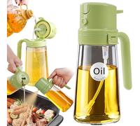 YARRAMATE 16oz/470ml Easy Refillable Oil Sprayer for Cooking, 2 in 1 Oil Dispenser for Kitchen and Oil Sprayer Bottle, Food-Grade Glass Oil Mister with Simple Open Design, Air Fryer,BBQ (Green)