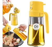 YARRAMATE 16oz/470ml Easy Refillable Oil Sprayer for Cooking, 2 in 1 Oil Dispenser for Kitchen and Oil Sprayer Bottle, Food-Grade Glass Oil Mister with Simple Open Design, Air Fryer,BBQ (Orange)