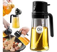YARRAMATE 16oz/470ml Easy Refillable Oil Sprayer for Cooking, 2 in 1 Oil Dispenser for Kitchen and Oil Sprayer Bottle, Food-Grade Glass Oil Mister with Simple Open Design, Air Fryer,BBQ (Black)
