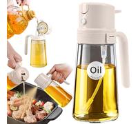YARRAMATE 16oz/470ml Easy Refillable Oil Sprayer for Cooking, 2 in 1 Oil Dispenser for Kitchen and Oil Sprayer Bottle, Food-Grade Glass Oil Mister with Simple Open Design, Air Fryer,BBQ (Creamy White)