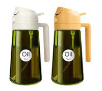 YARRAMATE 16oz/470ml Light-Blocking Dark Oil Sprayer for Cooking, 2-in-1 Olive Dispenser Bottle, Premium Green Glass, Food-Grade Mister for Air Fryer, BBQ, Kitchen Use (White & Orange)