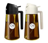 YARRAMATE 16oz/470ml Light-Blocking Dark Oil Sprayer for Cooking, 2-in-1 Olive Dispenser Bottle, Premium Amber Glass, Food-Grade Mister for Air Fryer, BBQ, Kitchen Use (Black & White)