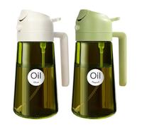 YARRAMATE 16oz/470ml Light-Blocking Dark Oil Sprayer for Cooking, 2-in-1 Olive Dispenser Bottle, Premium Green Glass, Food-Grade Mister for Air Fryer, BBQ, Kitchen Use (White & Green)