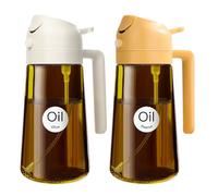 YARRAMATE 16oz/470ml Light-Blocking Dark Oil Sprayer for Cooking, 2-in-1 Olive Dispenser Bottle, Premium Amber Glass, Food-Grade Mister for Air Fryer, BBQ, Kitchen Use (White & Orange)